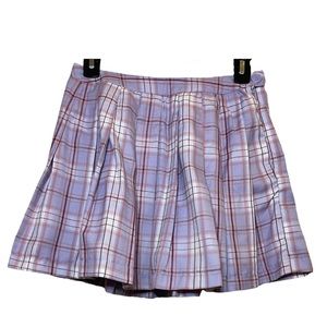 Purple Mini Plaid Skirt